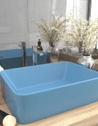 vidaXL Луксозна мивка матово светлосиня 41x30x12 см керамика