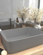 vidaXL Луксозна мивка матово светлосива 41x30x12 см керамика