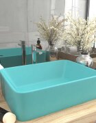 vidaXL Луксозна мивка матово светлозелена 41x30x12 см керамика