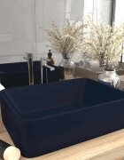 vidaXL Луксозна мивка матово тъмносиня 41x30x12 см керамика