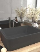 vidaXL Луксозна мивка матово тъмносива 41x30x12 см керамика