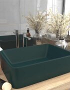 vidaXL Луксозна мивка матово тъмнозелена 41x30x12 см керамика