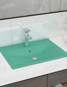 vidaXL Луксозна мивка отвор за кран светлозелен мат 60x46 см керамика