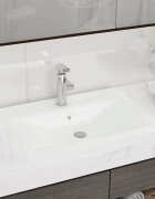 vidaXL Луксозна мивка с отвор за кран бял мат 60x46 см керамика