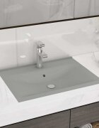 vidaXL Луксозна мивка с отвор за кран светлосив мат 60x46 см керамика
