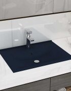 vidaXL Луксозна мивка с отвор за кран тъмносин мат 60x46 см керамика