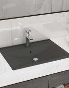 vidaXL Луксозна мивка с отвор за кран тъмносив мат 60x46 см керамика