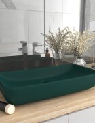 vidaXL Луксозна правоъгълна мивка матово тъмнозелена 71x38 см керамика