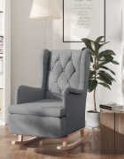 vidaXL Люлеещ фотьойл с крака от каучук масив светлосив текстил