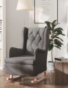 vidaXL Люлеещ фотьойл с крака от каучук масив тъмносив текстил