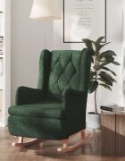 vidaXL Люлеещ фотьойл с крака от каучук масив тъмнозелен текстил