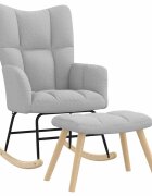 vidaXL Люлеещ се стол с табуретка за крака Cloud Grey Fabric