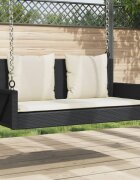 vidaXL Люлка с възглавници черна 119x56x48 см полиратан