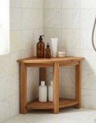 vidaXL Маса за баня Натурално 45 x 45 x 46 см Солидно тиково дърво
