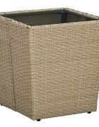 vidaXL Маса за чай бежова 415x415x43 см полиратан и закалено стъкло