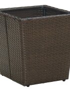 vidaXL Маса за чай кафява 415x415x43 см полиратан и закалено стъкло