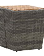 vidaXL Маса за чай сива 415x415x43 см полиратан и акация масив