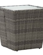 vidaXL Маса за чай сива 415x415x43 см полиратан и закалено стъкло