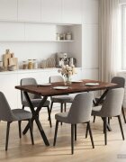 vidaXL Маса за хранене с жив ръб 140 x 80 x 75 cm Тъмен кафяв