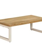 vidaXL Маса за кафе 100x50x35 см мангово дърво масив и стомана