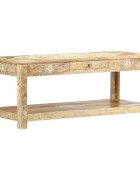 vidaXL Маса за кафе 110x50x45 см ръчно рисувана мангово дърво масив