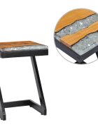 vidaXL Маса за кафе 30x30x50 см тиково дърво масив и полирезин