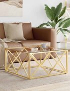 vidaXL Маса за кафе 80x80x40 cм неръждаема стомана и стъкло
