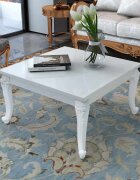 vidaXL Маса за кафе 80x80x42 cм силен гланц бяла