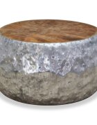 vidaXL Маса за кафе алуминий тиково дърво 60x60x30 см