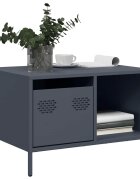 vidaXL Маса за кафе антрацит 685x50x435 см студеновалцувана стомана