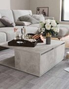 vidaXL Маса за кафе бетонно сива 80x80x31 см инженерно дърво