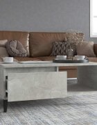 vidaXL Маса за кафе бетонно сива 90x50x365 см инженерно дърво