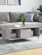 vidaXL Маса за кафе бетонно сива 90x50x365 см инженерно дърво