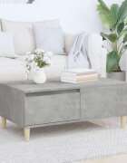 vidaXL Маса за кафе бетонно сива 90x50x365 см инженерно дърво