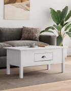 vidaXL Маса за кафе BODO бяла 100x55x46 см бор масив