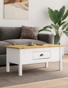 vidaXL Маса за кафе BODO бяло и кафяво 100x55x46 см бор масив