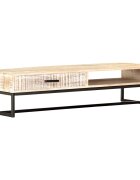 vidaXL Маса за кафе бял 117x50x30 см акациево дърво масив