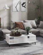 vidaXL Маса за кафе бял гланц 1035x60x35 см инженерно дърво