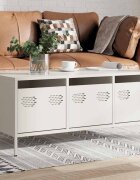 vidaXL Маса за кафе бяла 1015x50x435 см студеновалцувана стомана