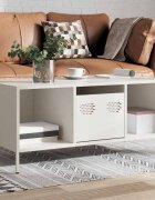 vidaXL Маса за кафе бяла 1015x50x435 см студеновалцувана стомана