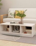 vidaXL Маса за кафе бяла 110x50x34 см борово дърво масив