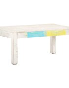 vidaXL Маса за кафе бяла 110x60x45 см мангово дърво масив