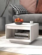 vidaXL Маса за кафе бяла 50x50x335 см борово дърво масив