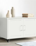 vidaXL Маса за кафе бяла 68x50x435 см стомана
