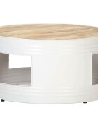 vidaXL Маса за кафе бяла 68x68x36 см мангово дърво масив