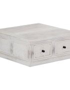 vidaXL Маса за кафе бяла 70x70x30 см мангово дърво масив