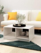 vidaXL Маса за кафе бяла 75x50x335 см борово дърво масив