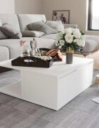 vidaXL Маса за кафе бяла 80x80x31 см инженерно дърво