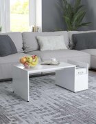 vidaXL Маса за кафе бяла 90x45x35 см инженерно дърво