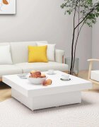 vidaXL Маса за кафе бяла 90x90x28 см инженерно дърво